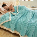 DecorBites™ Cozy Rabbit Plush Blanket: Soft Striped Warm Sofa Throw, Absorbent Breathable Nap Blanket