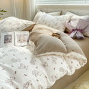 DecorBites™ Cozy Pattern Printed 4Pcs Single Bedding Set - Soft Cotton Fabric