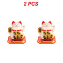 2~20PCS Wealth Waving Cat Chinese Lucky Cat Beckoning Solar Powered Small Size Crafts Home Desktop Ornaments Car Decoration