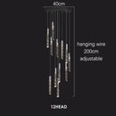 DecorBites™ Crystal Chrome LED Chandelier: Luxury Duplex Stair Loft Pendant Light for Living Room