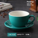 DecorBites™ 350ml Latte Ceramic Coffee Cup and Saucer Set - Set of 2