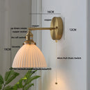 DecorBites™ Copper LED Sconce Wall Lamp Pull Chain Switch Nordic Modern Ceramic Mirror Light