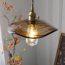 DecorBites™ Brass Knob Switch LED Pendant Light, Nordic Amber Glass Hanging Lamp