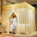DecorBites™ Lace Pleated Queen Bed Net Canopy with Stainless Steel Bracket
