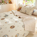 DecorBites™ Cartoon Print Foldable Bed Cover Set | Cotton Quilted Cushion Mat