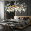 DecorBites™ Crystal Flowers Chandelier Gold LED Tree Branch Luxury Chandelier