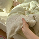 DecorBites™ Lace Duvet Cover Bedding Set 4Pcs French Washed Cotton for Single Double Bed