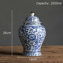 DecorBites™ Blue & White Porcelain Jar with Gold Plating - Ceramic Storage & Desk Decor