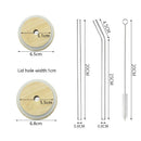 DecorBites™ Glass Cup Set with Bamboo Lid: Bubble Tea, Coffee, Wine, Milk Tea Mug.