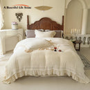 DecorBites™ French Ruffles Cotton Bedding Set - Double Layer Crepe Comfort Collection