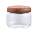 DecorBites™ Acacia Wood Lid Clear Glass Storage Jar 300ml Dry Food Snacks Candy Spice Jar