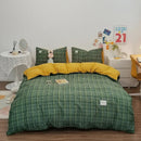 DecorBites™ Japanese Grid Print Bedding Set for All Seasons, Queen/King Size Quilt Cover
