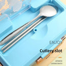 DecorBites™ Kids Cartoon Bento Lunch Box with Fork Spoon, Heated 3 Grid Sandwich Snack Box