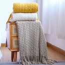 DecorBites™ Geometric Knit Sofa Blanket with Tassels