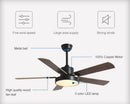 DecorBites™ 56" Wooden LED Ceiling Fan with Pure Copper Motor & 5-Blade Light