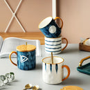 DecorBites™ Japanese Style Ceramic Mug with Spoon and Lid