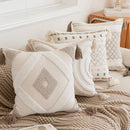 DecorBites™ Geometric Embroidered Crocheted Throw Pillow Cover for a Stylish Sofa