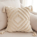 DecorBites™ Geometric Tufted Tassel Pillowcases Cotton Linen Handmade Fringed Throw Pillow Covers