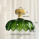 DecorBites™ Green Glass LED Ceiling Light Modern Iron Copper Lampara Techo for Home Decor