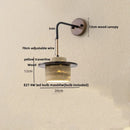 DecorBites™ Copper Wood LED Wall Sconce Yellow Travertine Stone Bedside Light