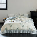 DecorBites™ Lace Ruffles Princess Cotton Bedding Set, Floral Quilt Cover, Girls Wedding Home Textiles