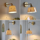 DecorBites™ Ceramic Brass LED Wall Light Fixture Pull Chain Switch Bedside Sconce