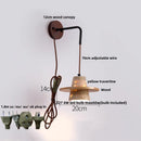DecorBites™ Copper Wood LED Wall Sconce Yellow Travertine Stone Bedside Light