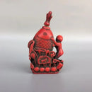 Collectible China Handwork Old Coral Carve Fish & Lotus Auspicious Snuff Bottle