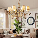 DecorBites™ Gold Copper Chandelier with Fabric Shades & LED Lighting