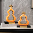 DecorBites™ Gold Gourd Ceramic Sculpture Desk Decor Porcelain Crafts Room Ornaments