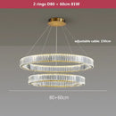 DecorBites™ Crystal LED Chandelier Rings Pendant Lamp Luxury Villa Stair Decoration