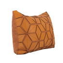 DecorBites™ Dark Orange Geometric Petals Leather Patched Lumbar Pillow Cover Luxury Case