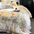 DecorBites™ Flowers Plant Print Bedding Set: Luxe Lyocell Cotton Soft Silky Cool Duvet Cover Set