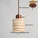 DecorBites™ LED Pendant Light Fixture Modern Wood Canopy Yellow Travertine Luminaire