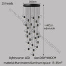 Modern black led staircase chandelier for villa living room decor