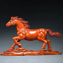 Solid wood carving of the twelve zodiac zodiac horse ornaments for home use living room office desktop decoration handicrafts