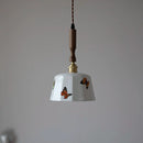 DecorBites™ Brown Wood LED Pendant Light - Nordic Modern White Ceramic Hanging Lamp