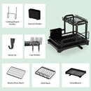 DecorBites™ Double Layer Dish Drying Rack with Drainboard - Kitchen Countertop Organizer