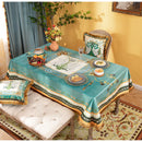 DecorBites™ Double Swan & Floral Print Velvet Tablecloth with Tassels