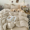 DecorBites™ Japanese Style Check Duvet Cover Set - Soft Washed Quilt Cover & Pillowcase