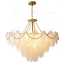 DecorBites™ Cream Wind Feather Pearl Crystal Chandelier for Luxury Living Room and Bedroom