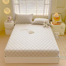 DecorBites™ Cotton Striped Fitted Bed Sheet for Queen Double Mattress Cover