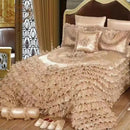 DecorBites™ Luxe Champagne Jacquard Lace Bedspread Set with Pillowcases