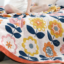 DecorBites™ Japanese Cotton Gauze Flower Blanket: Soft and Breathable Summer Throw