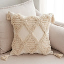 DecorBites™ Geometric Tufted Tassel Pillowcases Cotton Linen Handmade Fringed Throw Pillow Covers