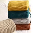 DecorBites™ Cozy Nordic Knit Sofa Blanket with Tassels & Fleece Throw