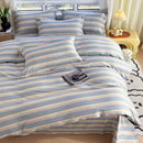 DecorBites™ Cotton Stripe Comforter Cover Set for Single Double Bed - Autumn Winter