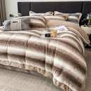 DecorBites™ Cozy Faux Fur Bedding Set: Gradient Rabbit Fur Plush Cover Sheet Pillowcases