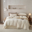 DecorBites™ Lace Edge Cotton Bedding Set for Soft Skin with Duvet, Sheets, and Pillowcases