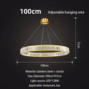DecorBites™ Gold Crystal Round Ring Chandeliers with LED Pendant Light for Ceiling Lighting